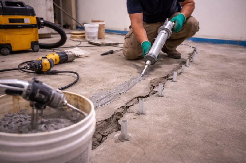 Cracked Basement Floor Repair in Wright County, MN